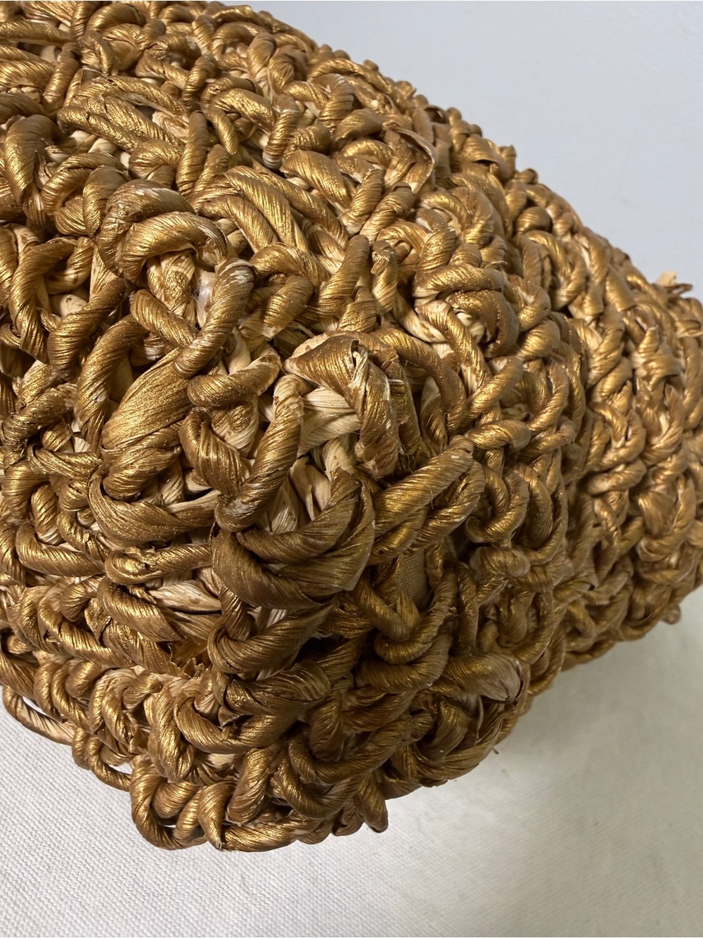 Capelli Straworld Gold Woven Top Bead-Handle Tote Bag Vintage - Picture 11 of 16